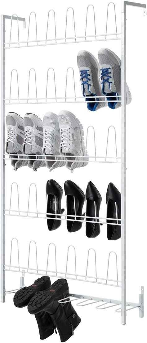 MyGift Modern Matte White Metal Hanging Shoe Rack 